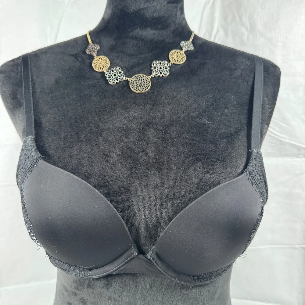Victoria Secret Dream Angels Push Up Womens Bra 34A Black Lace 382022-93U